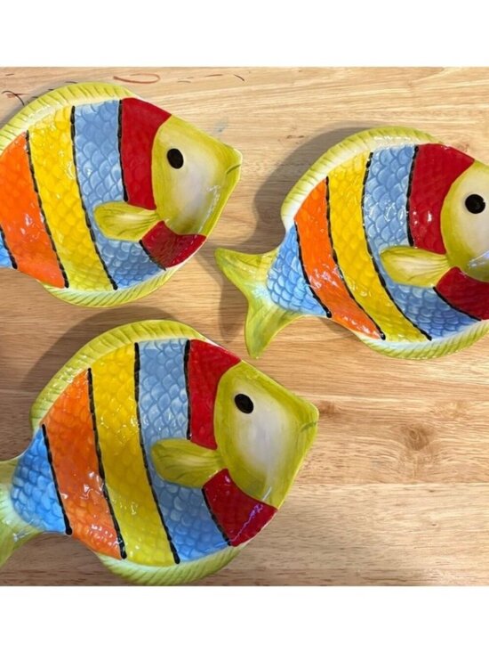 Pier 1 Other - Pier 1 Imports Fish Plates Dishes Colorful Beach Summer Decor Lot Of 3 - V
